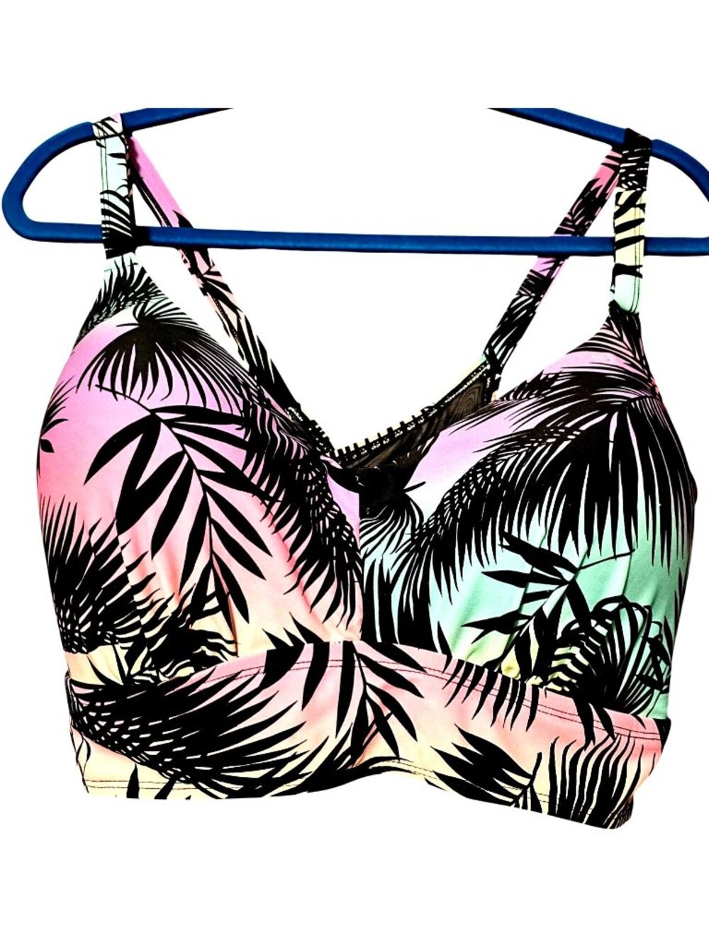 Torrid Tropical Palm Print Sports Bra With Crisscross Back And Removable Padding